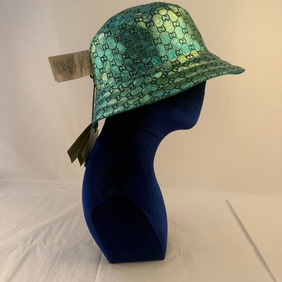 NWT Gucci Womens Metallic GG Bucket Hat Reversible Size large 58sm AUTHENTIC - Picture 3 of 5
